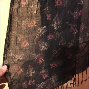 Black Floral Scarf